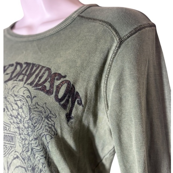 Harley-Davidson Barnett El Paso, Texas Green Long Sleeve Medium 100% Cotton - Picture 4 of 12